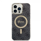 Guess iPhone 14 Pro Max Deksel 4G Pattern MagSafe Svart