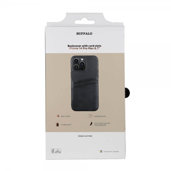 Buffalo iPhone 14 Pro Max Deksel Backcover with Card Slots Svart