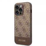 Guess iPhone 14 Pro Max Deksel Bottom Stripe Metal Logo Brun