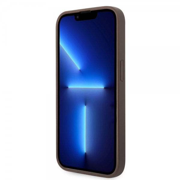 Guess iPhone 14 Pro Max Deksel Bottom Stripe Metal Logo Brun