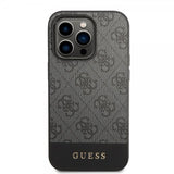 Guess iPhone 14 Pro Max Deksel Bottom Stripe Metal Logo Grå