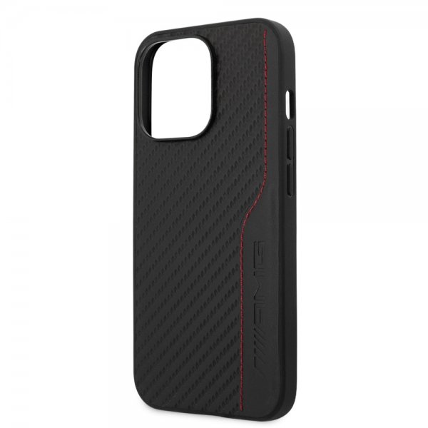 AMG iPhone 14 Pro Max Deksel Carbon Effect Stamped Logo Svart