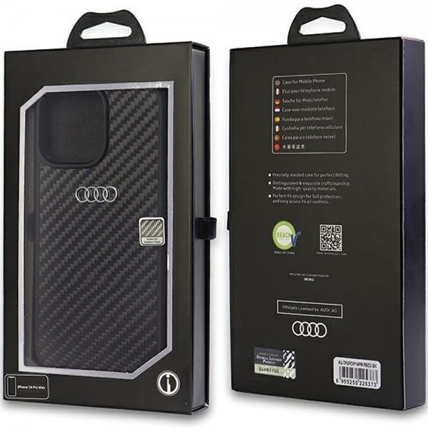 Audi iPhone 14 Pro Max Deksel Carbon Fiber Svart