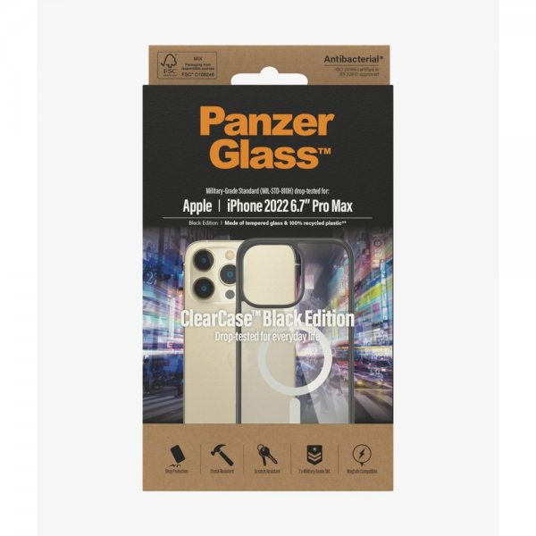 PanzerGlass iPhone 14 Pro Max Deksel ClearCase Black Edition MagSafe