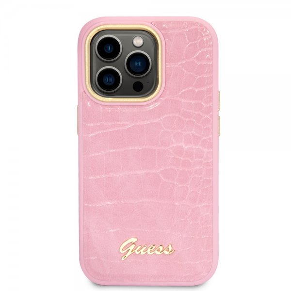 Guess iPhone 14 Pro Max Deksel Croco Rosa
