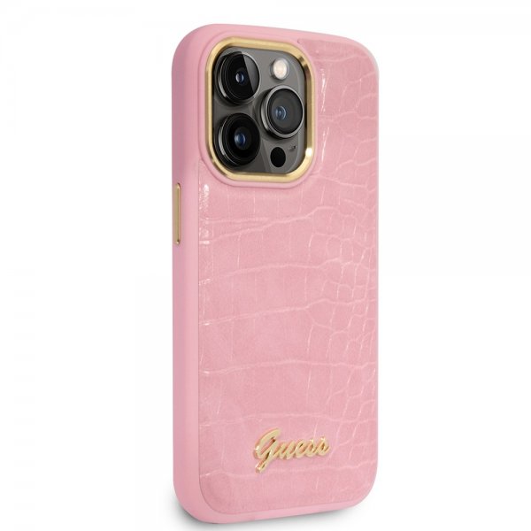 Guess iPhone 14 Pro Max Deksel Croco Rosa