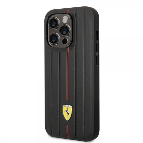 Ferrari iPhone 14 Pro Max Deksel Embossed Stripes Rød