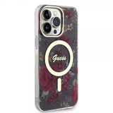 Guess iPhone 14 Pro Max Deksel Flower MagSafe Kaki