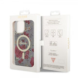 Guess iPhone 14 Pro Max Deksel Flower MagSafe Kaki