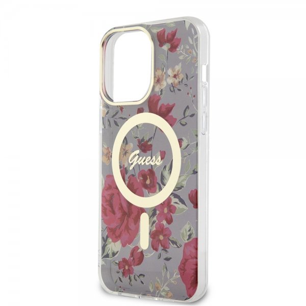 Guess iPhone 14 Pro Max Deksel Flower MagSafe Kaki