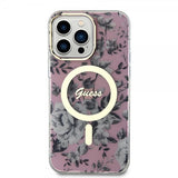 Guess iPhone 14 Pro Max Deksel Flower MagSafe Rosa