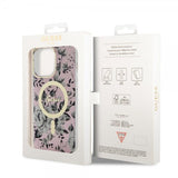 Guess iPhone 14 Pro Max Deksel Flower MagSafe Rosa