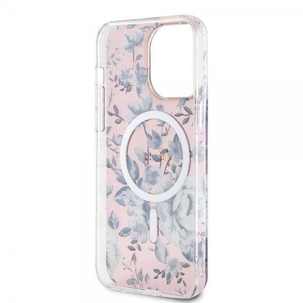 Guess iPhone 14 Pro Max Deksel Flower MagSafe Rosa