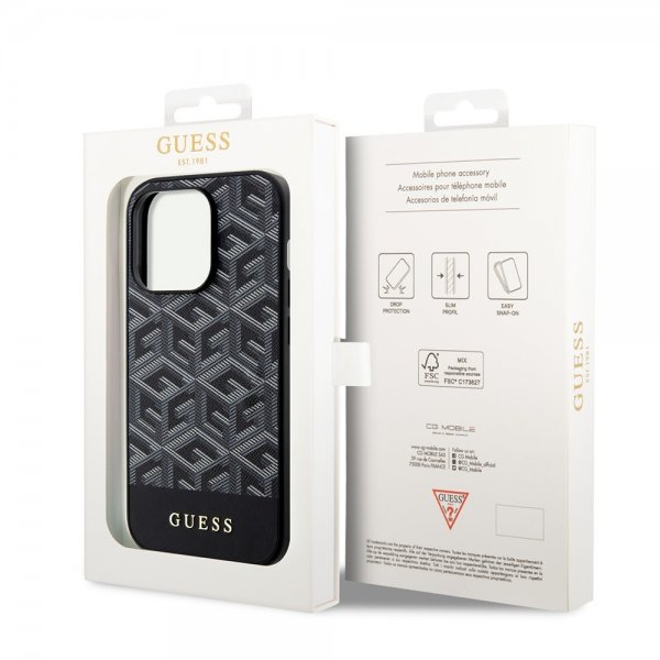 Guess iPhone 14 Pro Max Deksel G Cube MagSafe Svart
