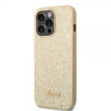Guess iPhone 14 Pro Max Deksel Glitter Flakes Metal Logo Gull