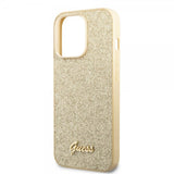Guess iPhone 14 Pro Max Deksel Glitter Flakes Metal Logo Gull