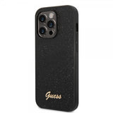 Guess iPhone 14 Pro Max Deksel Glitter Flakes Metal Logo Svart