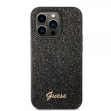 Guess iPhone 14 Pro Max Deksel Glitter Flakes Metal Logo Svart