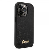 Guess iPhone 14 Pro Max Deksel Glitter Flakes Metal Logo Svart