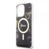 Guess iPhone 14 Pro Max Deksel Golden Marble MagSafe Svart