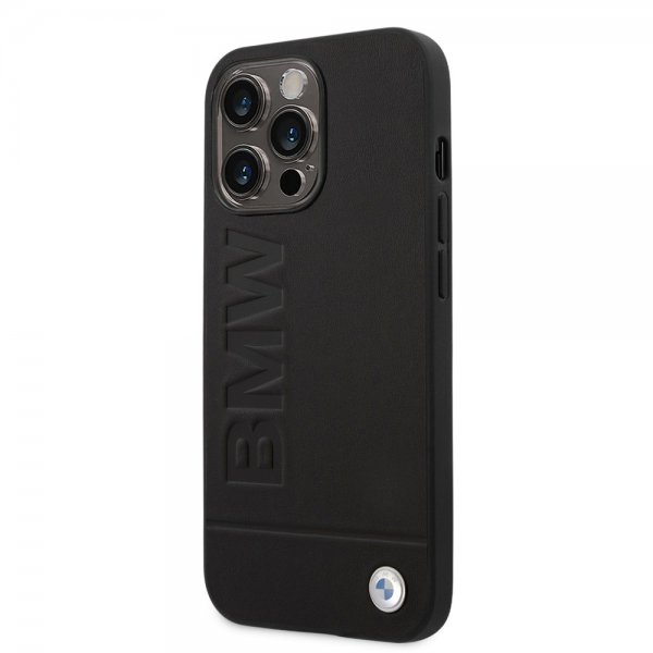 BMW iPhone 14 Pro Max Deksel Hot Stamp Metal Logo Svart