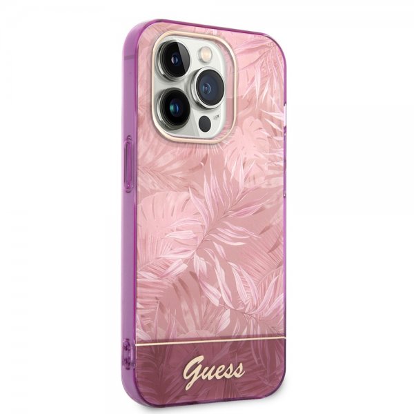 Guess iPhone 14 Pro Max Deksel Jungle Rosa