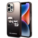 Karl Lagerfeld iPhone 14 Pro Max Deksel Karl & Choupette Gradient Svart