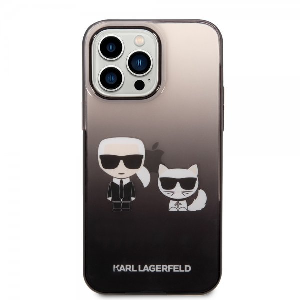 Karl Lagerfeld iPhone 14 Pro Max Deksel Karl & Choupette Gradient Svart