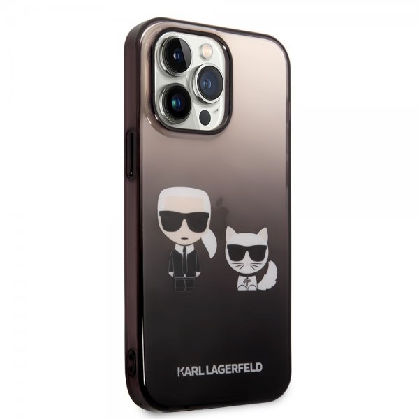 Karl Lagerfeld iPhone 14 Pro Max Deksel Karl & Choupette Gradient Svart