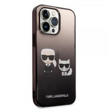 Karl Lagerfeld iPhone 14 Pro Max Deksel Karl & Choupette Gradient Svart