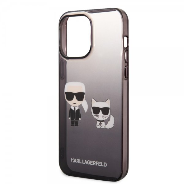 Karl Lagerfeld iPhone 14 Pro Max Deksel Karl & Choupette Gradient Svart