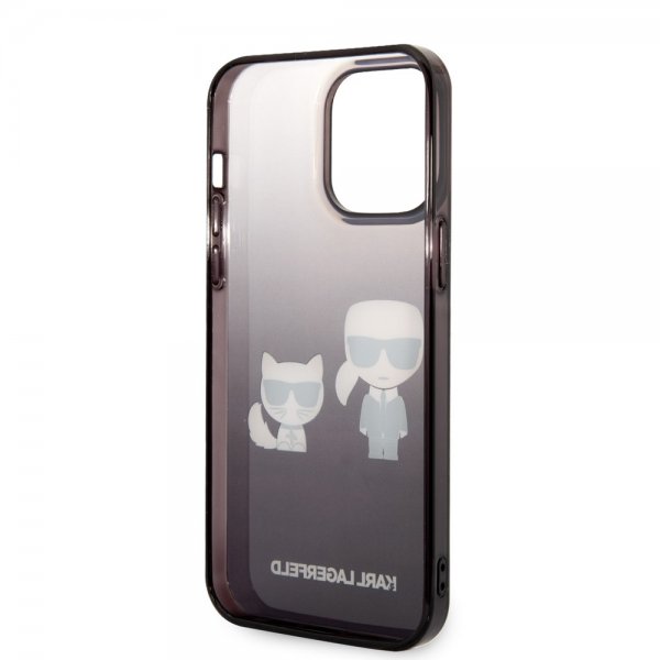 Karl Lagerfeld iPhone 14 Pro Max Deksel Karl & Choupette Gradient Svart