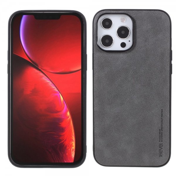 X-Level iPhone 14 Pro Max Deksel Skinntekstur Grå
