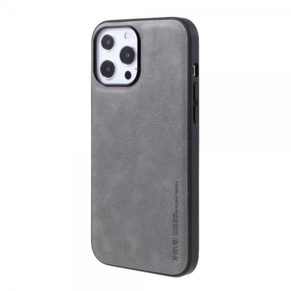 X-Level iPhone 14 Pro Max Deksel Skinntekstur Grå