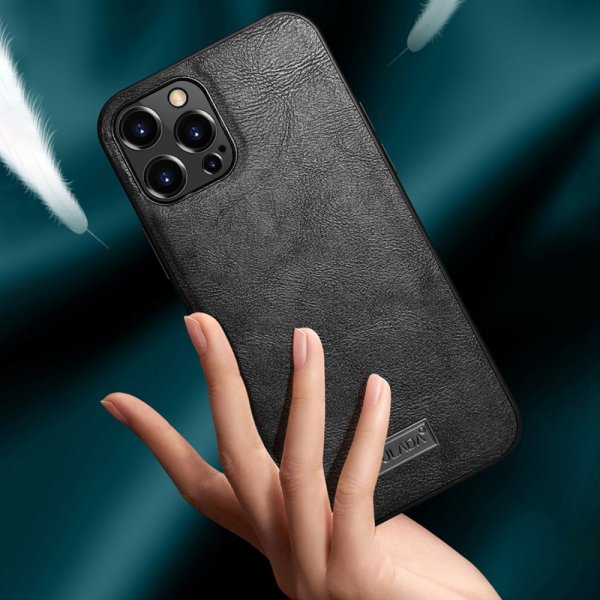 Sulada iPhone 14 Pro Max Deksel Skinntekstur Svart
