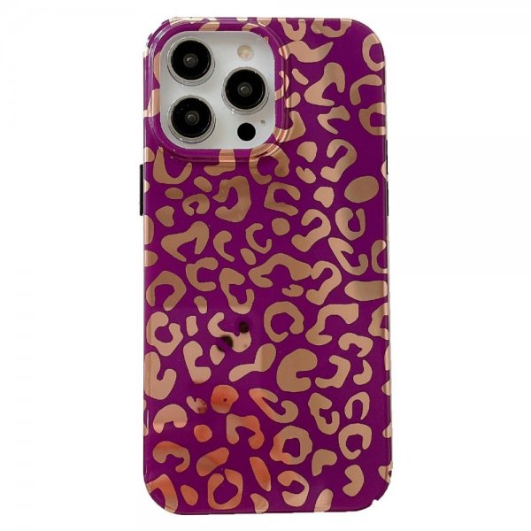 iPhone 14 Pro Max Deksel Leopardmønster Lilla