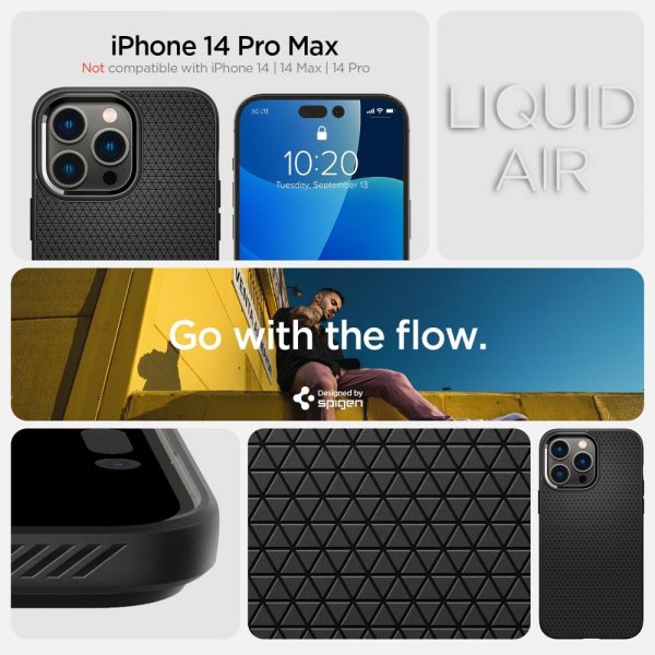 Spigen iPhone 14 Pro Max Deksel Liquid Air Matte Black