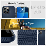 Spigen iPhone 14 Pro Max Deksel Liquid Air Navy Blue