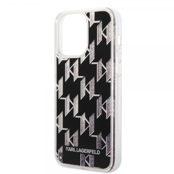 Karl Lagerfeld iPhone 14 Pro Max Deksel Liquid Glitter Monogram Svart