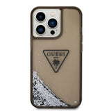 Guess iPhone 14 Pro Max Deksel Liquid Glitter Translucent Svart
