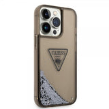Guess iPhone 14 Pro Max Deksel Liquid Glitter Translucent Svart
