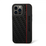 AMG iPhone 14 Pro Max Deksel Liquid Silicone Carbon Pattern Svart
