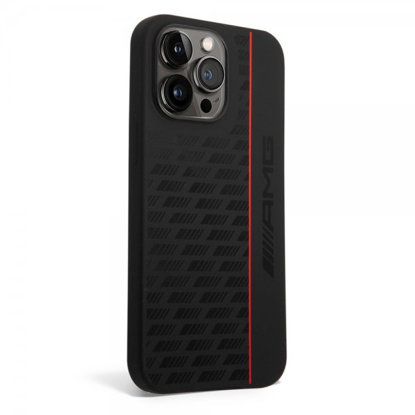 AMG iPhone 14 Pro Max Deksel Liquid Silicone Carbon Pattern Svart