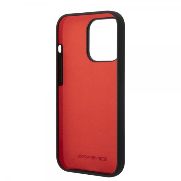 AMG iPhone 14 Pro Max Deksel Liquid Silicone Carbon Pattern Svart
