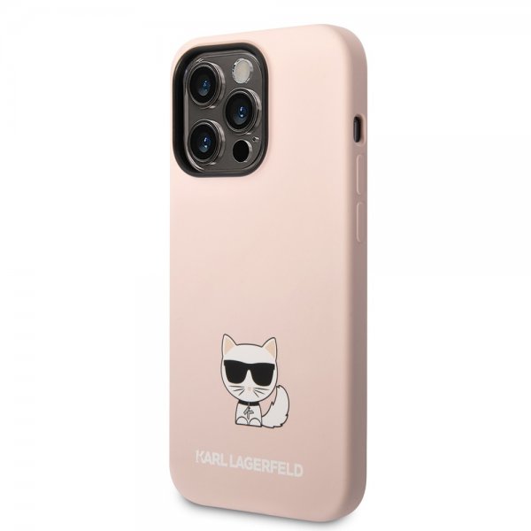 Karl Lagerfeld iPhone 14 Pro Max Deksel Liquid Silicone Choupette Rosa