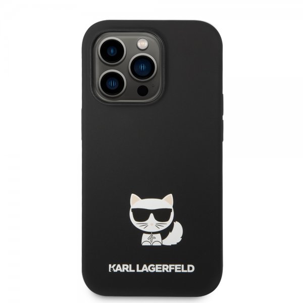 Karl Lagerfeld iPhone 14 Pro Max Deksel Liquid Silicone Choupette Svart