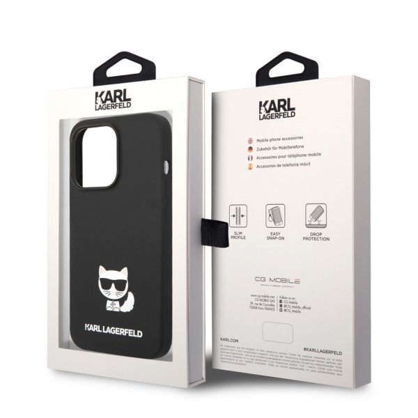 Karl Lagerfeld iPhone 14 Pro Max Deksel Liquid Silicone Choupette Svart