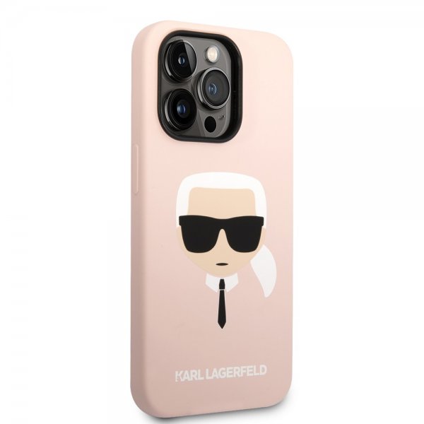 Karl Lagerfeld iPhone 14 Pro Max Deksel Liquid Silicone Karl MagSafe Rosa