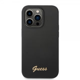 Guess iPhone 14 Pro Max Deksel Liquid Silicone Metal Logo Svart