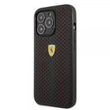 Ferrari iPhone 14 Pro Max Deksel Logo Perforert Rød